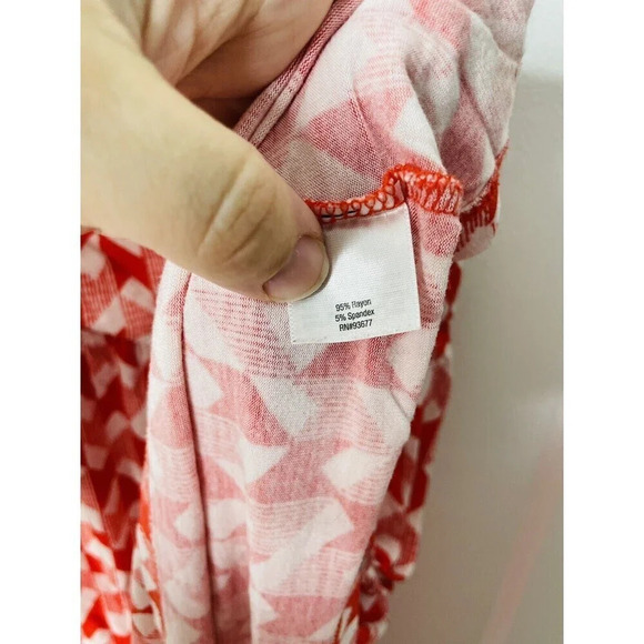 A.N.A. Mini Sundress Womens Sz S Red White Geometric Stretch Waist Sleeveless - Picture 5 of 9